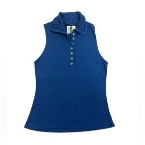 Chaser Navy Ziggy Button Collared Sleeveless Ribbed Tank Women’s Size Small NWT